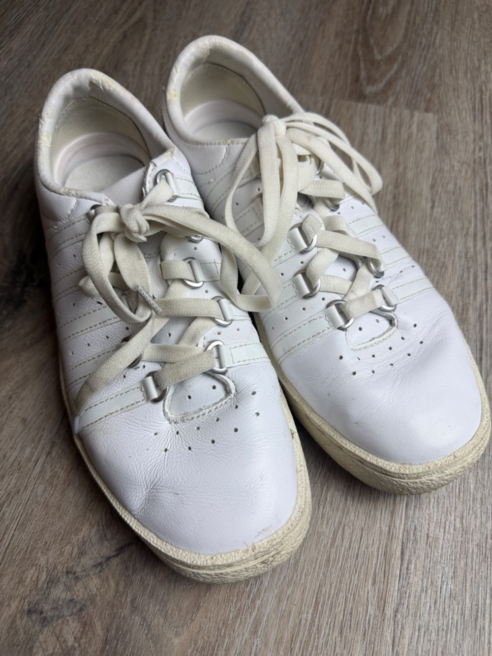 K-Swiss Classic Leather 5 Stripe White Tennis Shoes Size 8